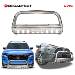 Broadfeet Front Bull Bar with Skid Plate DW6 Model Wide Design Bumper Guard Protector in T-304 Stainless Steel